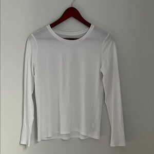 Time and Tru Classic White 100% Pima Cotton Long Sleeve Top Size Medium